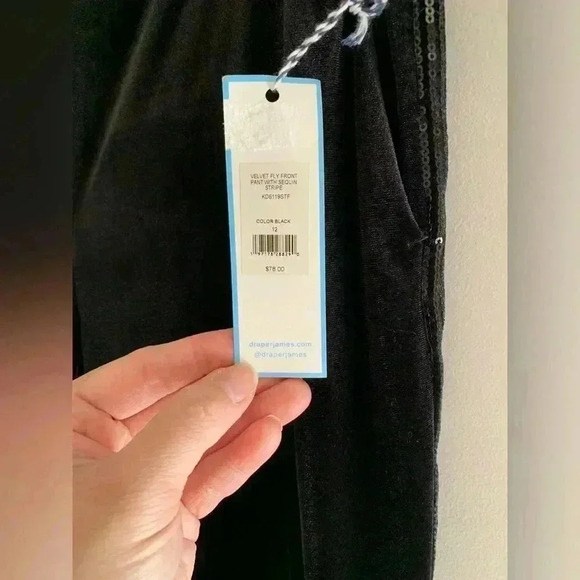 Woman’s Draper James Black Velvet Sequined Accent Holiday Workwear Pants Size 12 - Picture 5 of 13